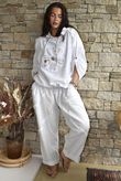 Rustic Nature Linen Blend Hippie Shake Hoodie White